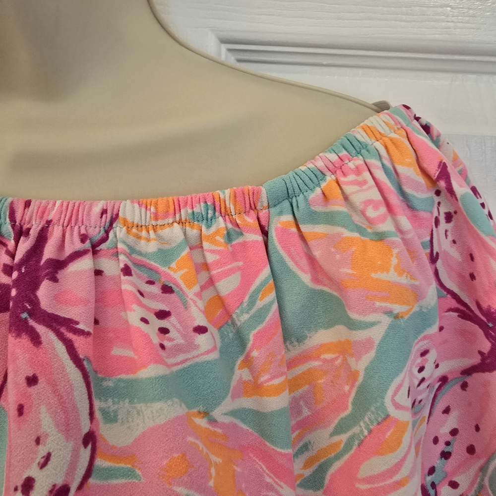 Lilly Pulitzer Aqua Floral Maxi Dress with Pink & Coral Blooms - Picture 4 of 11